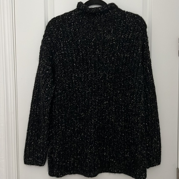Frye Rollneck Sweater Jet Black Marled Wool Blend Oversized Turtleneck Size XS - Picture 6 of 12